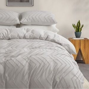 Peace Nest Tufted Clipped Jacquard Geometric Duvet Set